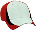 FRONT VIEW OF BASEBALL CAP WHITE/BLACK/RED